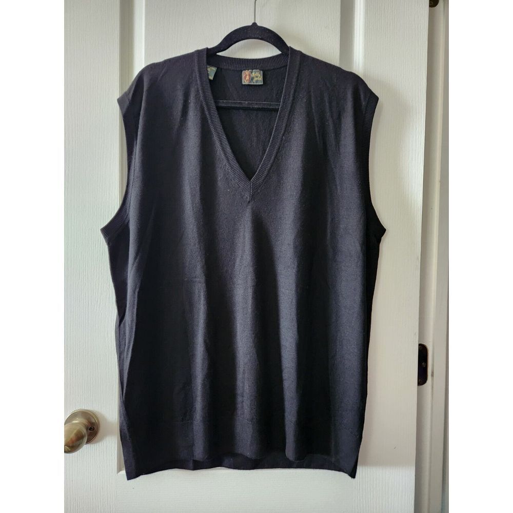 VINTAGE BOBBY JONES Men's SWEATER VEST 100% Wool Black Made In Italy Size XL